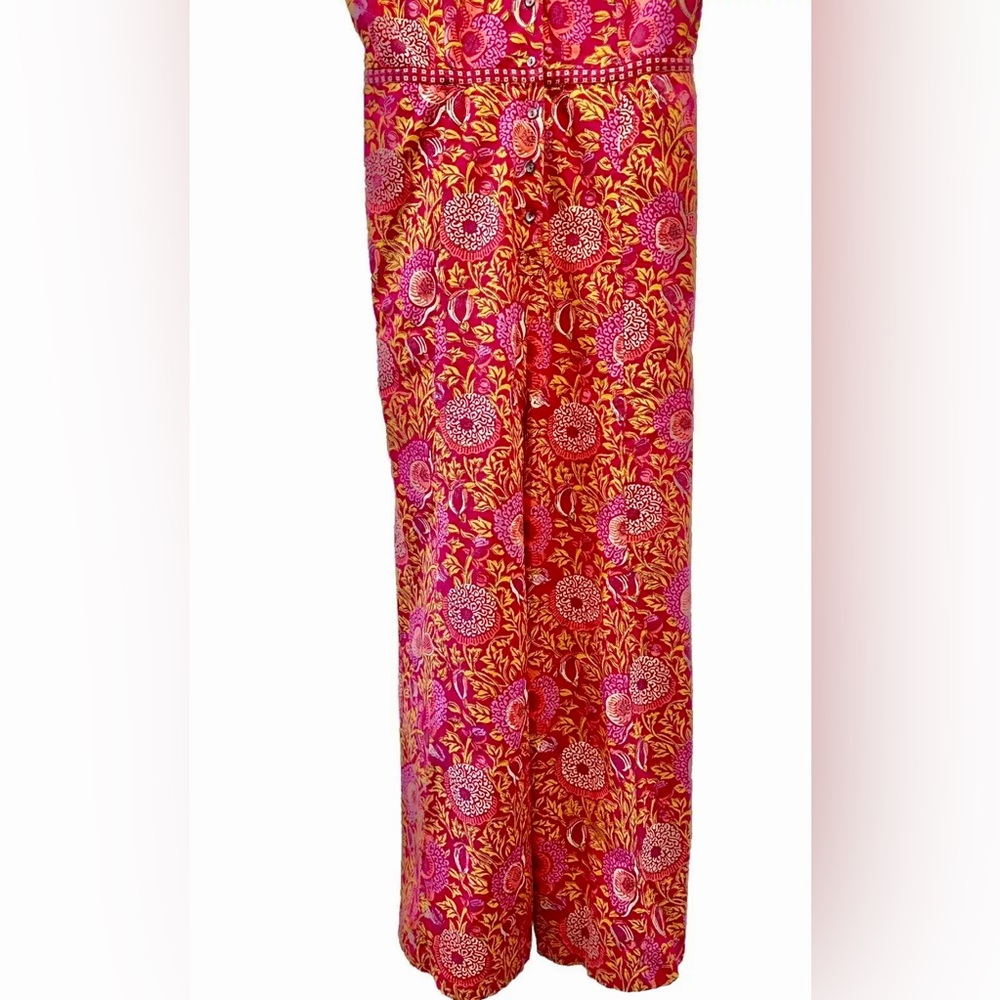 🌺 ANOKHI 100% Cotton Block Print Wide Leg Overalls Romper - Picture 5 of 9